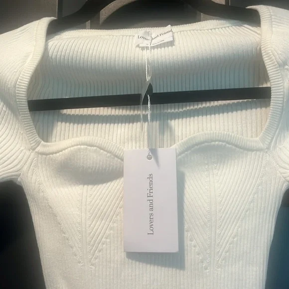 NWT Revolve lovers and friends kinsley feather trim top in white - Picture 3 of 3